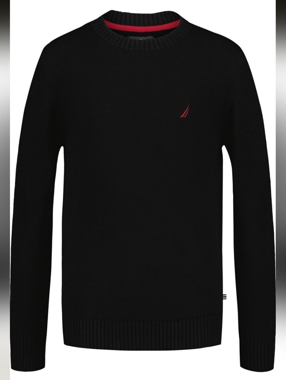 Nautica Boys' Long Sleeve Crew Neck Sweater, True Black, 8